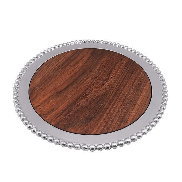 Pearled Round Cheese Board with Dark Wood Insert