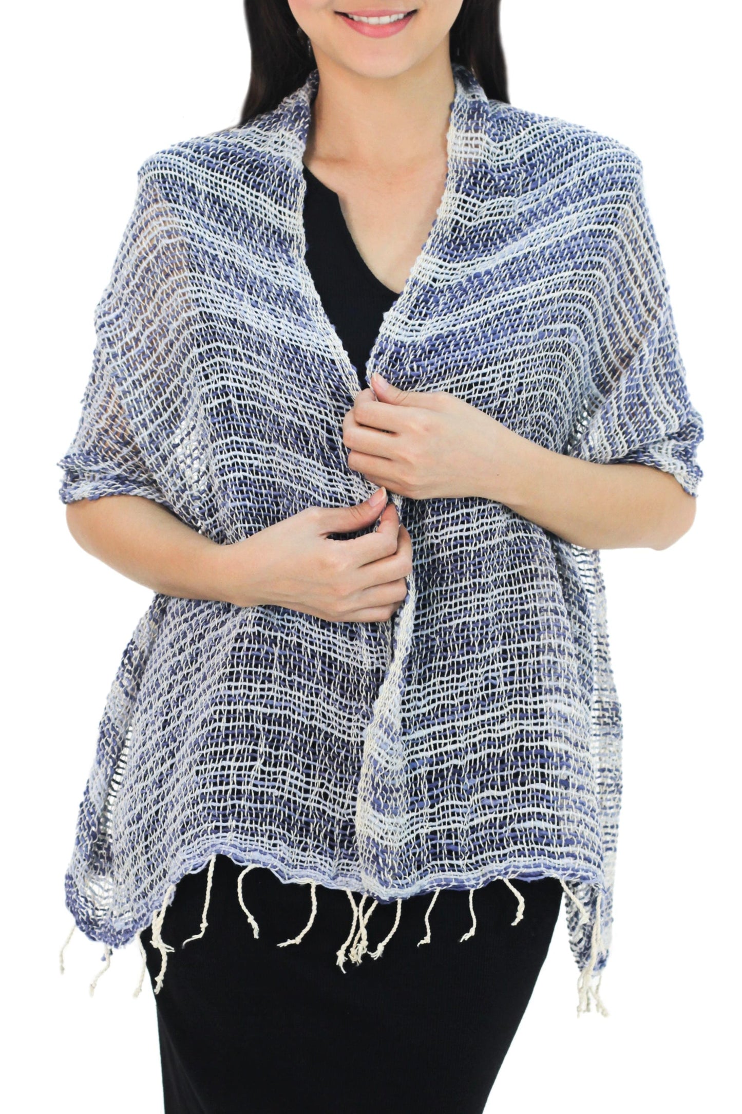 Blue Cotton Shawl - Breezy Blue