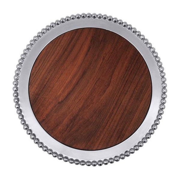 Pearled Round Cheese Board with Dark Wood Insert