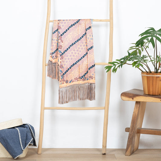 Batik Silk Shawl in Slate and Buff from Bali - Slate Majesty